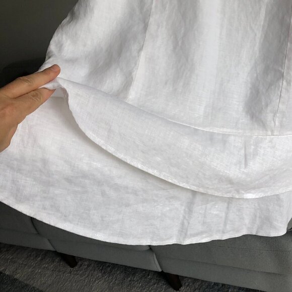 ALEXANDRA BARTLETT White Ruffle Skirt Probably Linen Fully Lined Zip Women’s L - Picture 7 of 16